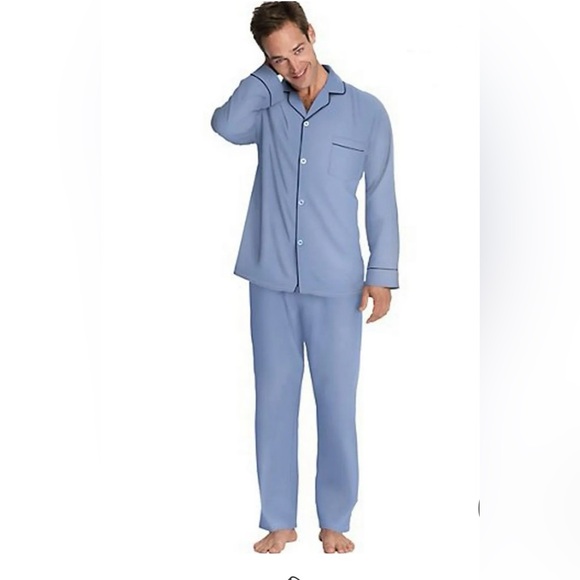 Hanes 21125 Men's Size Large Blue Woven Pajamas Set New - Picture 1 of 7